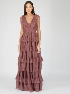 Alexandra Merlot Tulle Maxi Dress 8 Alexandra Merlot Tulle Maxi Dress -Laceand Beads ALexandraMerlot 3
