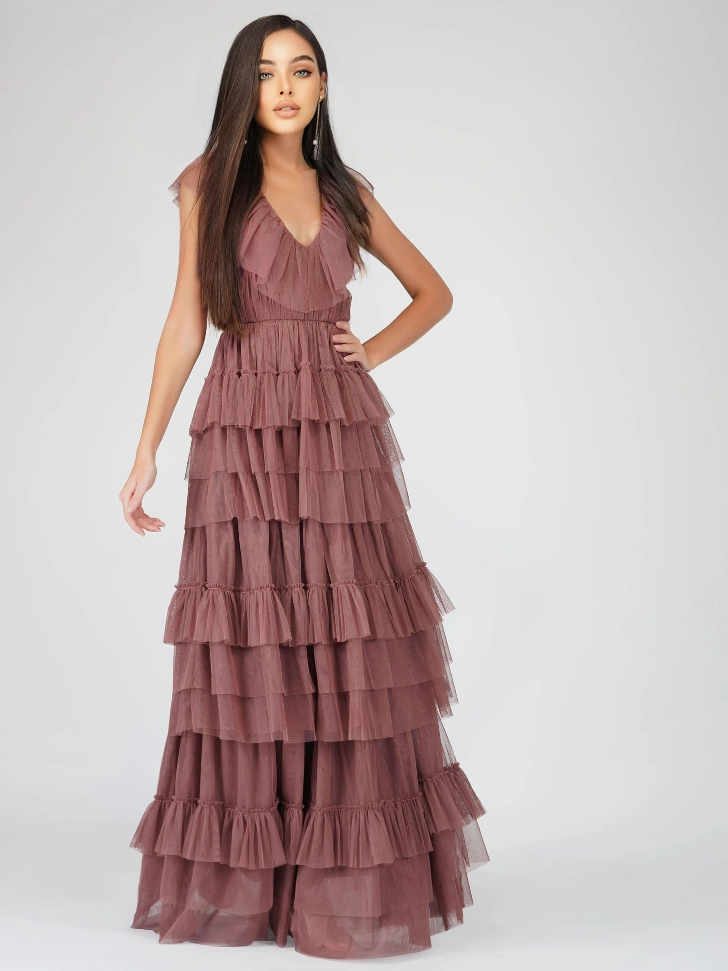 Alexandra Merlot Tulle Maxi Dress 4 Alexandra Merlot Tulle Maxi Dress - Image 4
