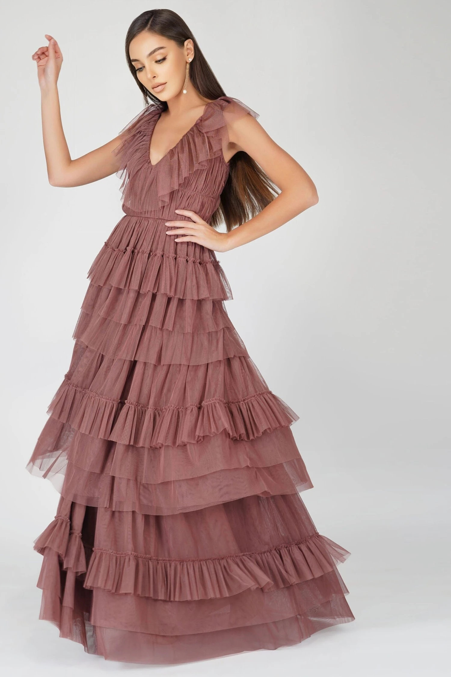 Alexandra Merlot Tulle Maxi Dress 1 Alexandra Merlot Tulle Maxi Dress