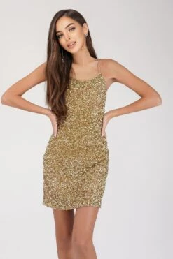 Amelle Gold Beaded Mini Dress 8 Amelle Gold Beaded Mini Dress -Laceand Beads AMelle 1