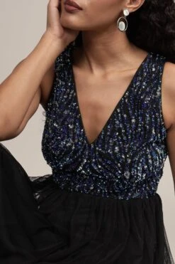 Ada Black Embellished Maxi Dress 15 Ada Black Embellished Maxi Dress -Laceand Beads Ada Embellished Maxi in Black 10