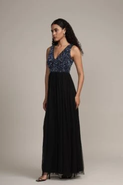 Ada Black Embellished Maxi Dress 12 Ada Black Embellished Maxi Dress -Laceand Beads Ada Embellished Maxi in Black 5