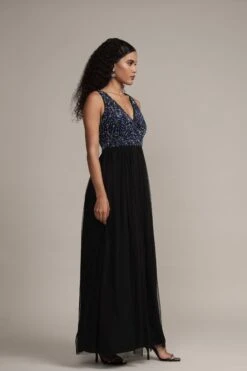 Ada Black Embellished Maxi Dress 13 Ada Black Embellished Maxi Dress -Laceand Beads Ada Embellished Maxi in Black 6
