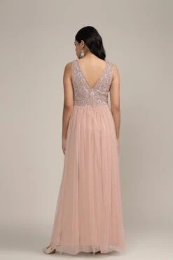 Addie Embellished Maxi Dress In Taupe -Laceand Beads Adeline Maxi in Taupe 4