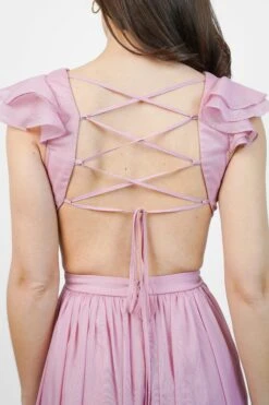 Adeline Metallic Chiffon Maxi Dress In Baby Pink 15 Adeline Metallic Chiffon Maxi Dress In Baby Pink -Laceand Beads Adelinedetail2