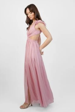 Adeline Metallic Chiffon Maxi Dress In Baby Pink 12 Adeline Metallic Chiffon Maxi Dress In Baby Pink -Laceand Beads Adelineside