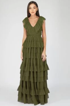 Alexandra Maxi Dress In Deep Olive 14 Alexandra Maxi Dress In Deep Olive -Laceand Beads Alexandra Maxi Deep Olive