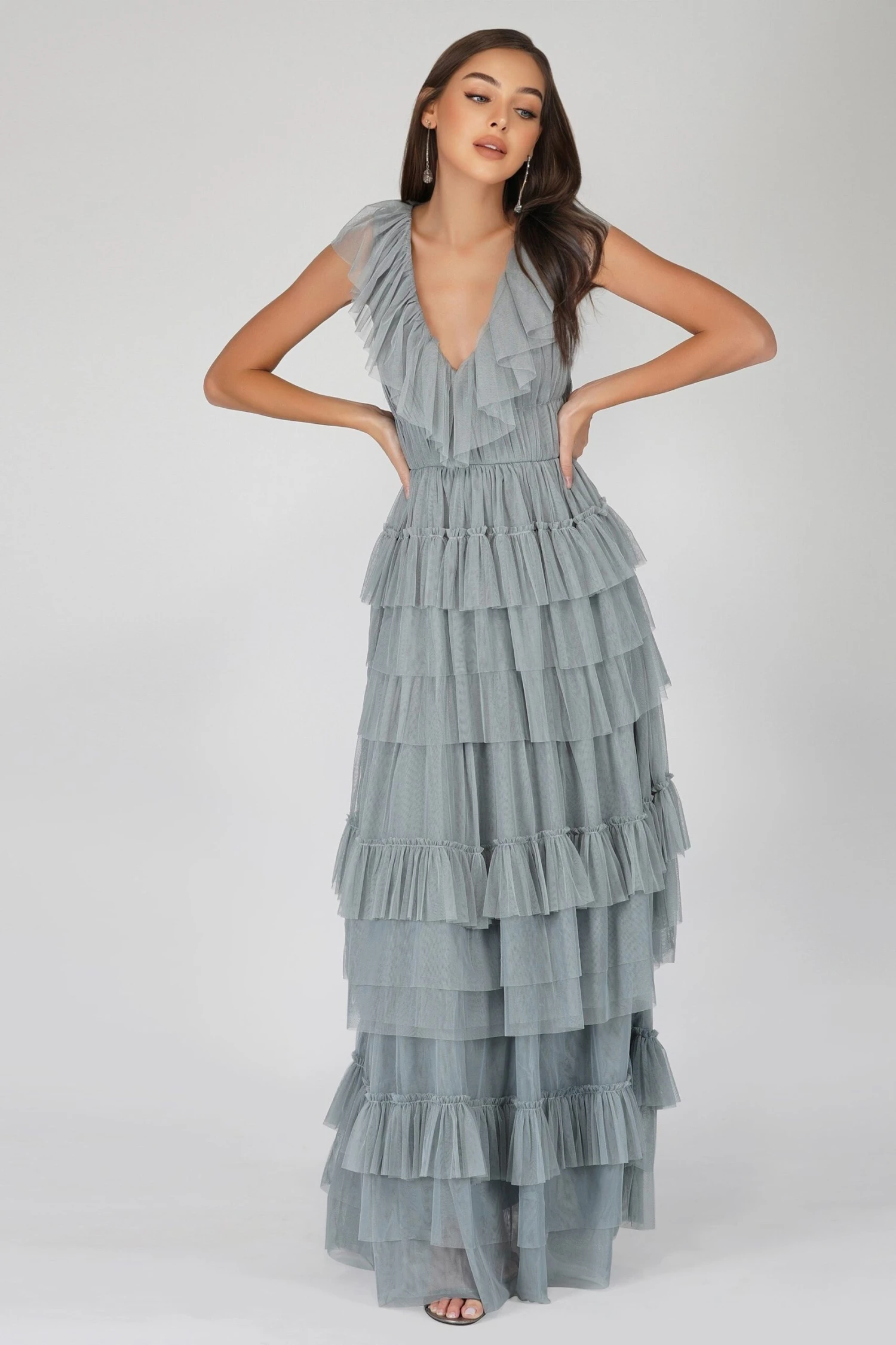 Alexandra Blue Tulle Maxi Dress 1 Alexandra Blue Tulle Maxi Dress