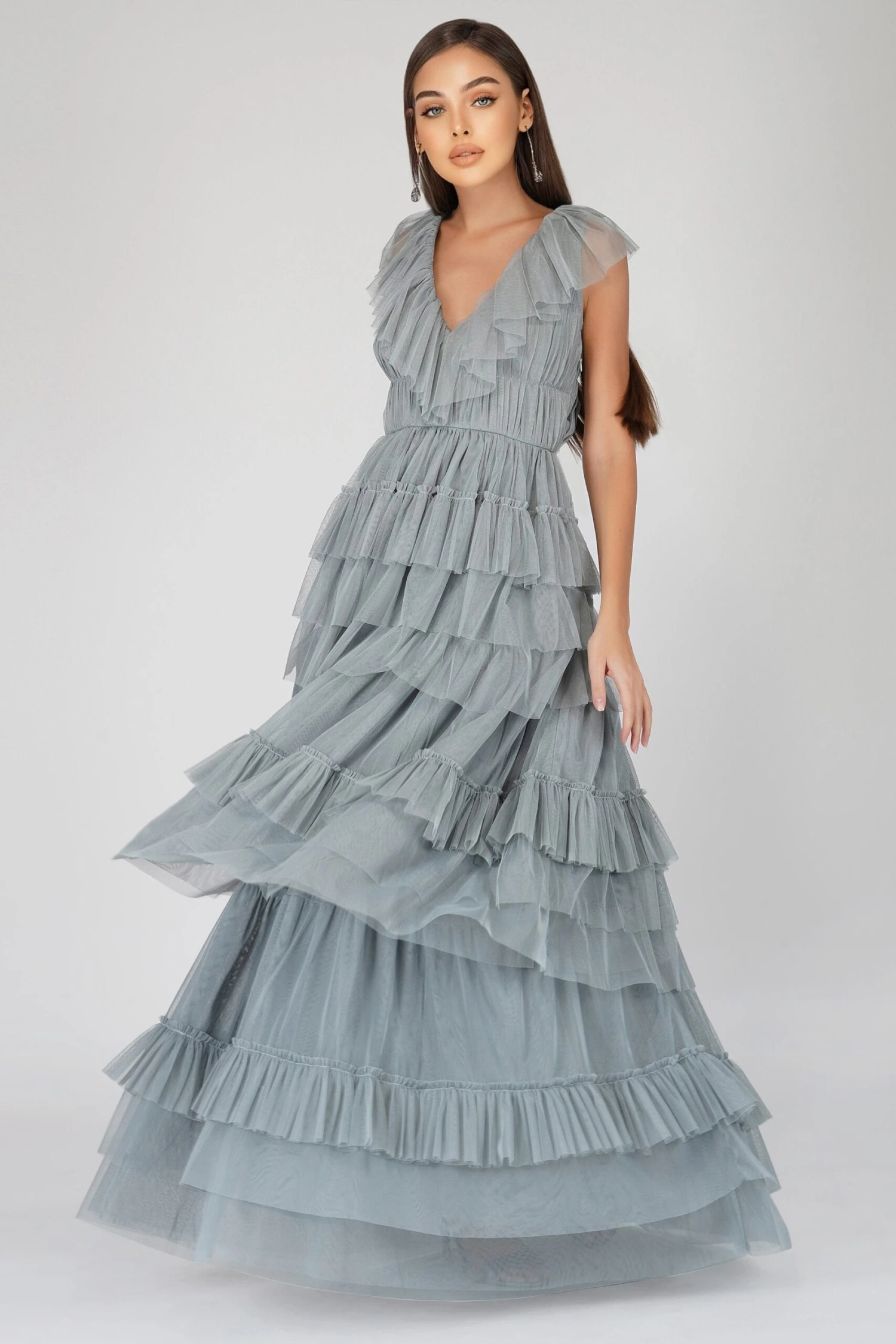 Alexandra Blue Tulle Maxi Dress 2 Alexandra Blue Tulle Maxi Dress - Image 2