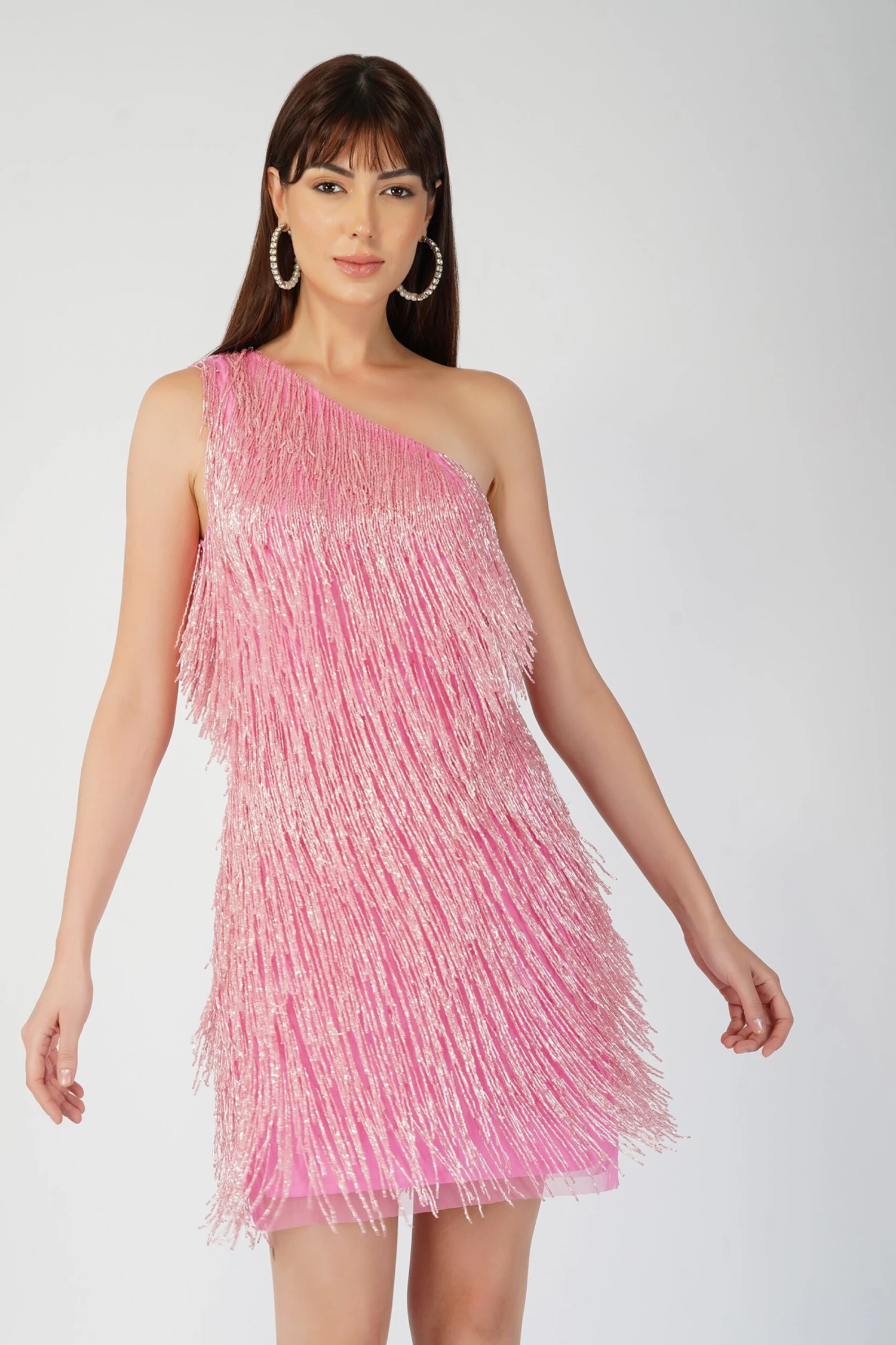 Athena Embellished Pink Fringe Mini Dress 12 Athena Embellished Pink Fringe Mini Dress - Image 12