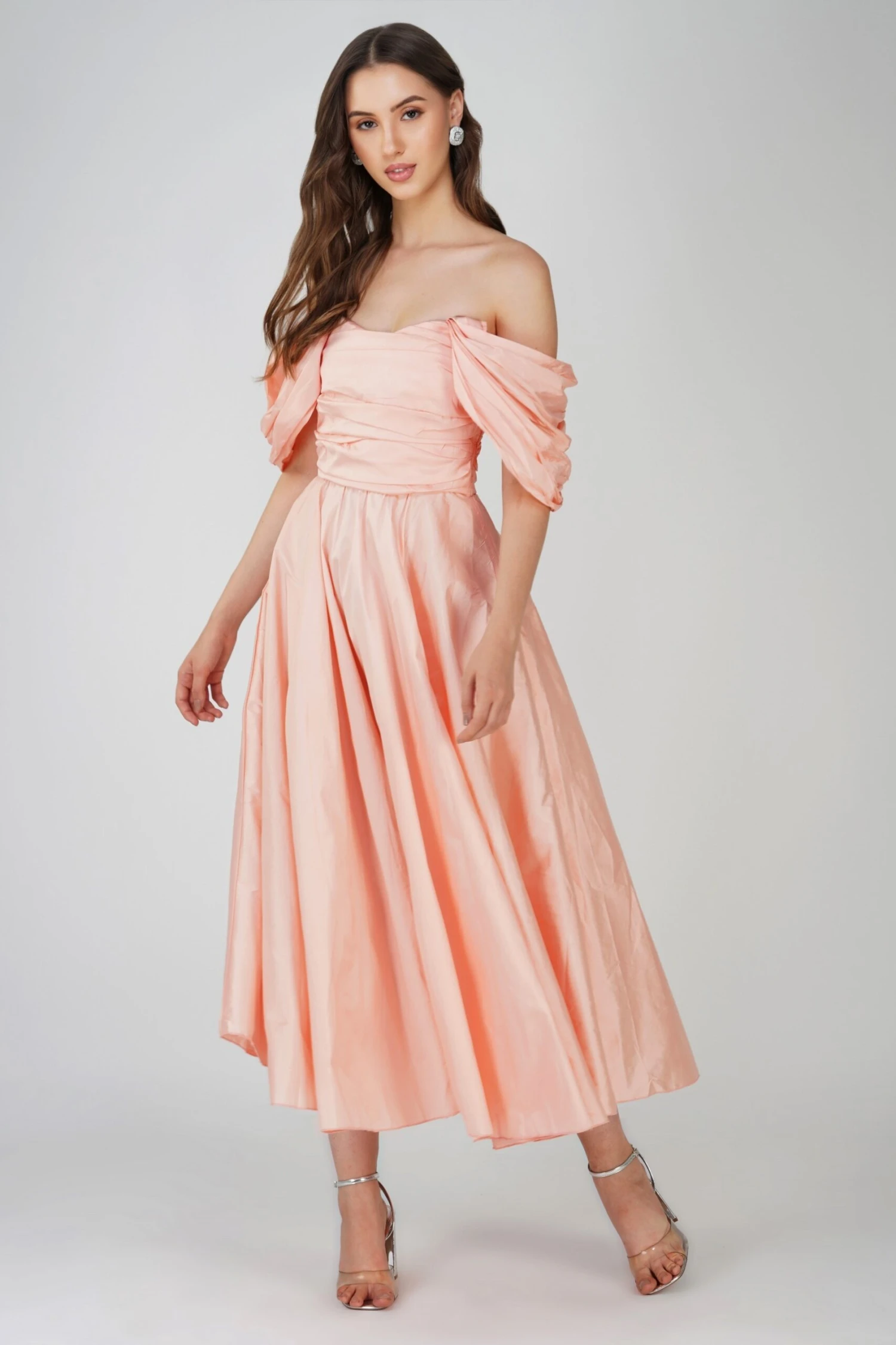 Anya Sugar Pink Taffeta Midi Dress 1 Anya Sugar Pink Taffeta Midi Dress