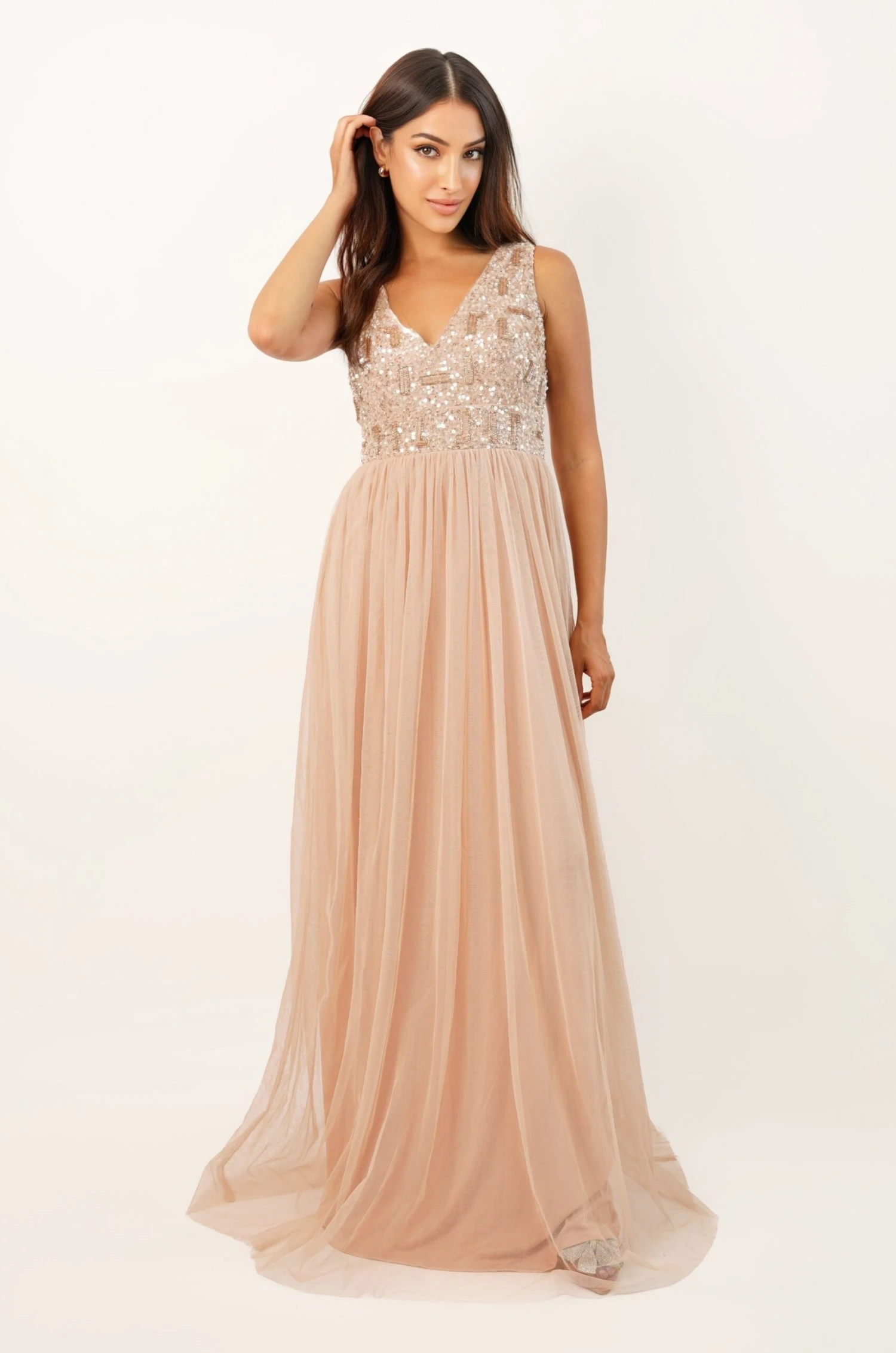 Aurora Nude Embellished Maxi Dress 1 Aurora Nude Embellished Maxi Dress