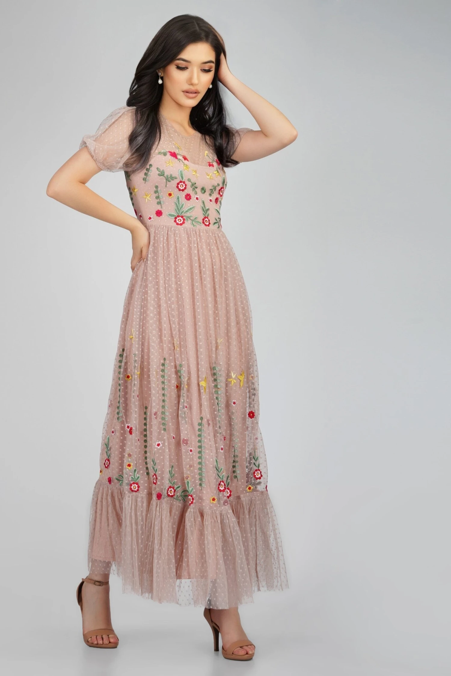 Azalea Dusty Pink Embroidered Dress 1 Azalea Dusty Pink Embroidered Dress