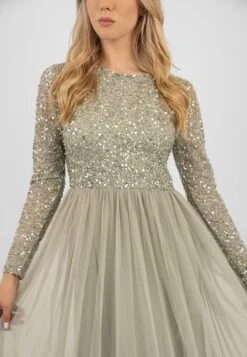 Belle Sage Green Long Sleeve Bridesmaid Dress 23 Belle Sage Green Long Sleeve Bridesmaid Dress -Laceand Beads BelleMaxiDressinSage 5