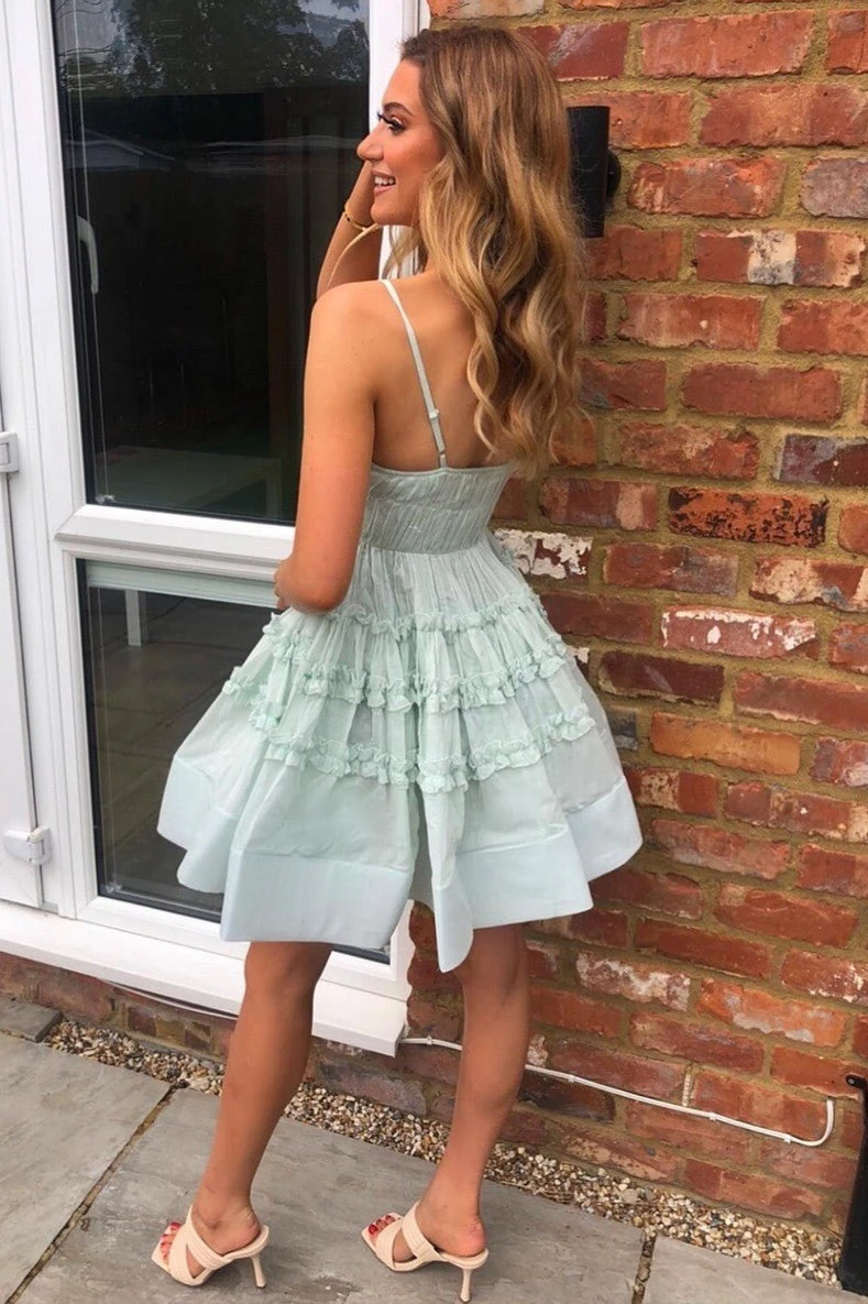 Bethan Cotton Mini Dress In Sage 2 Bethan Cotton Mini Dress In Sage - Image 2