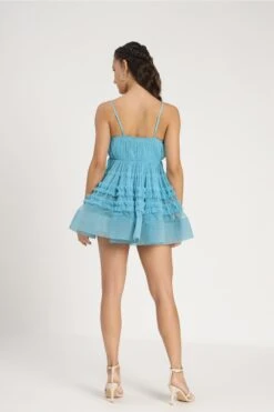 Bethan Structured Tulle Mini Dress In Blue -Laceand Beads Bethan Mini in Blue 4