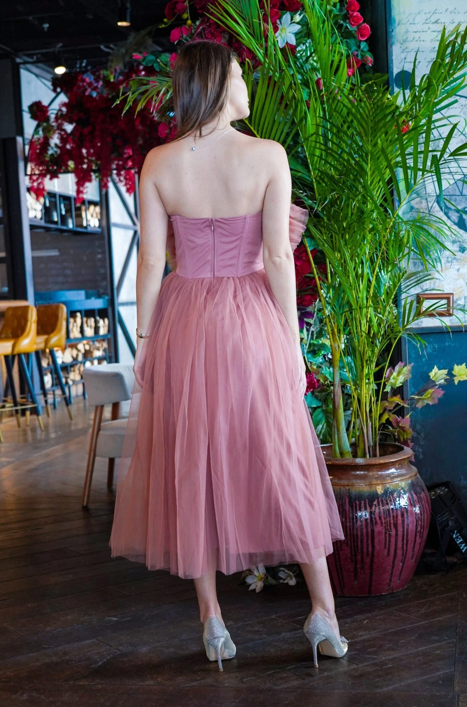 Butterfly Mauve Tulle Midi Dress 2 Butterfly Mauve Tulle Midi Dress - Image 2