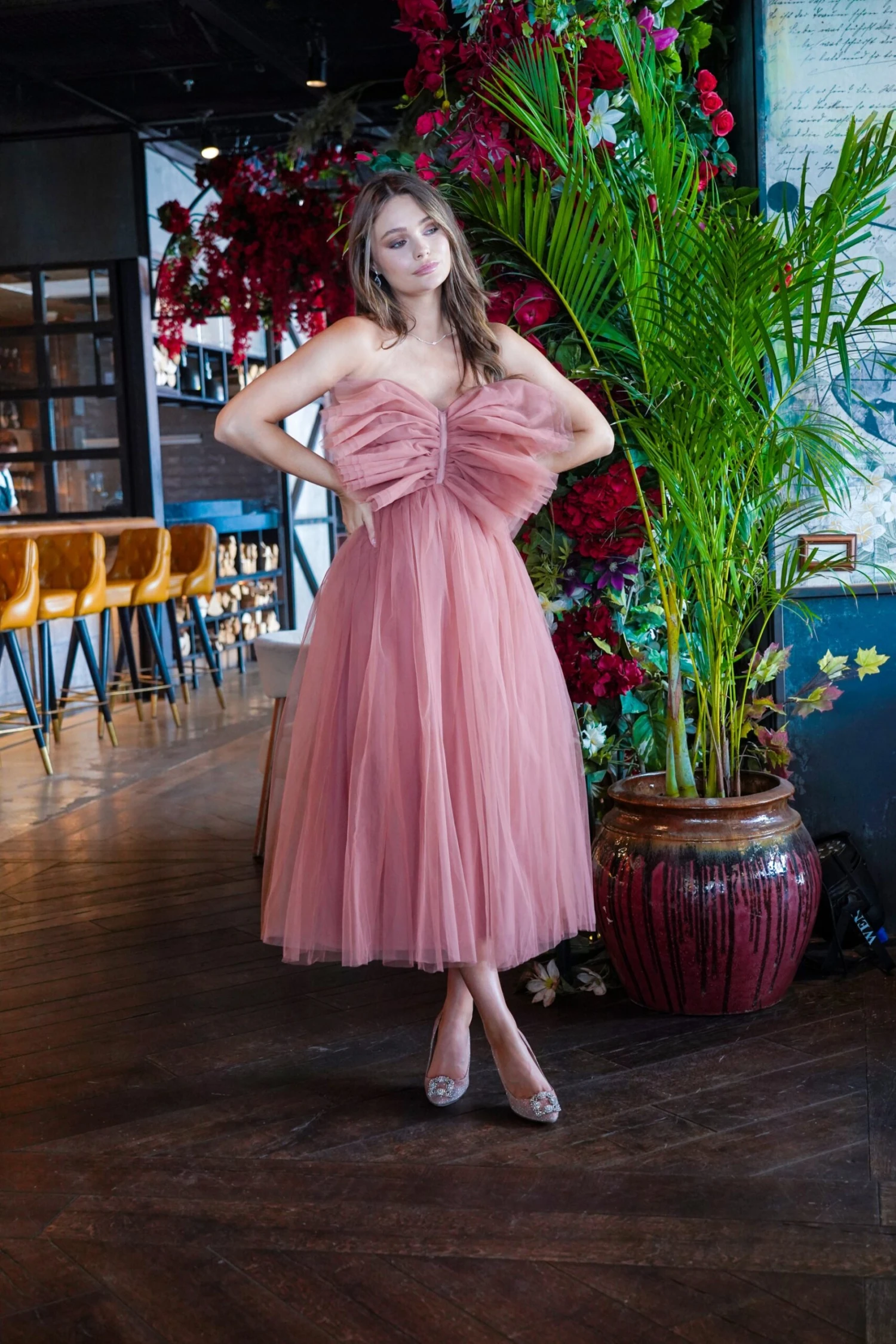 Butterfly Mauve Tulle Midi Dress 3 Butterfly Mauve Tulle Midi Dress - Image 3