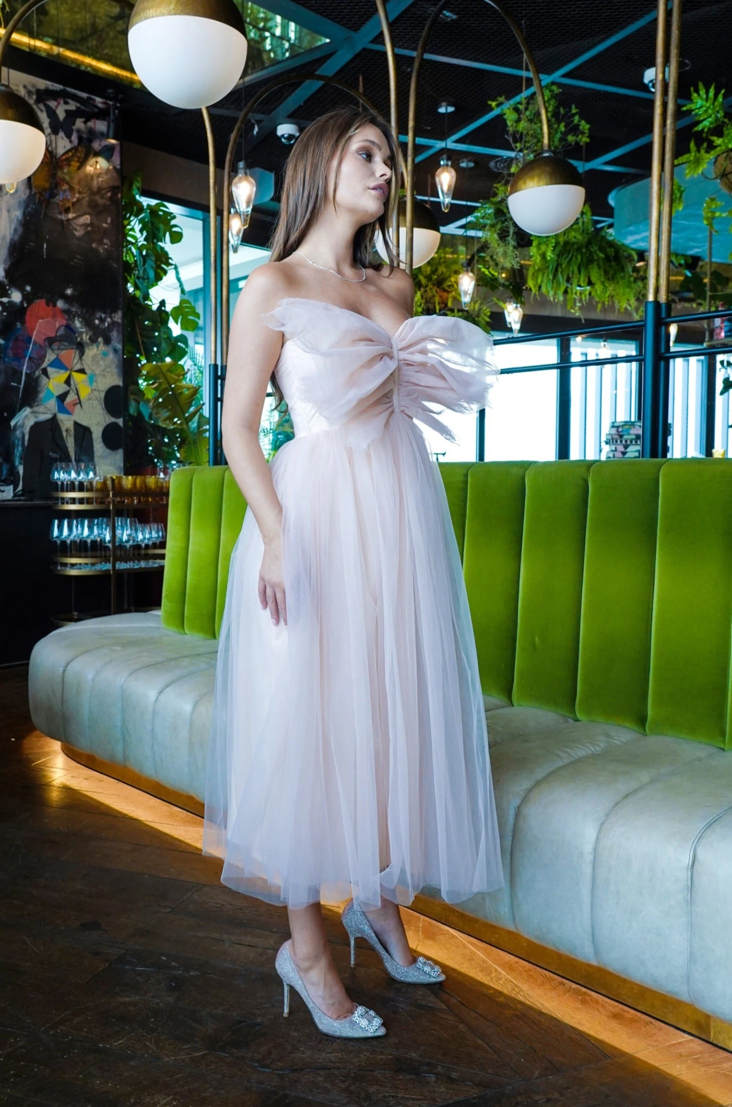 Butterfly Nude Tulle Midi Dress 2 Butterfly Nude Tulle Midi Dress - Image 2