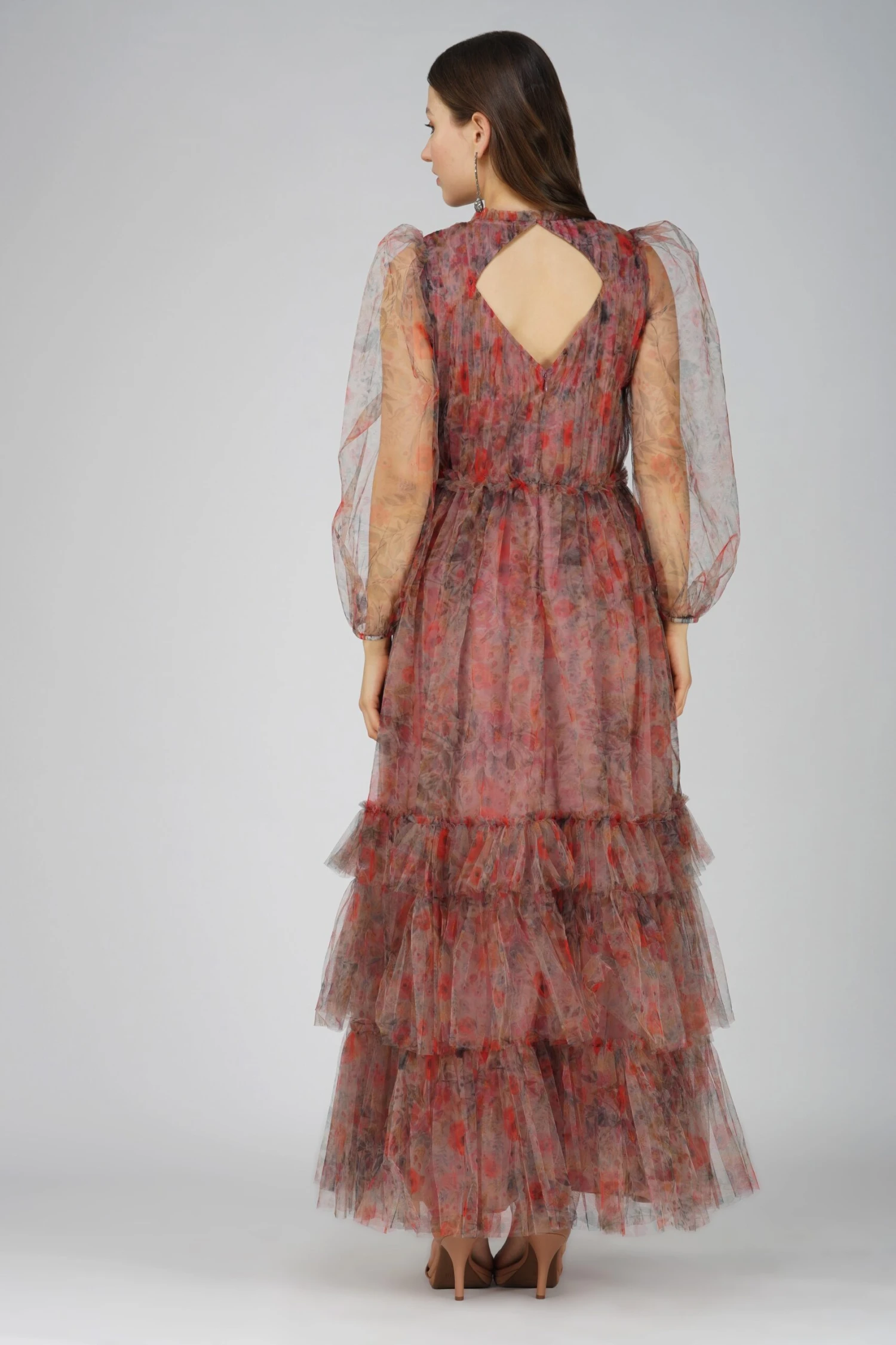 Carina Long Sleeve Floral Maxi Dress In Dusty Rose 4 Carina Long Sleeve Floral Maxi Dress In Dusty Rose - Image 4