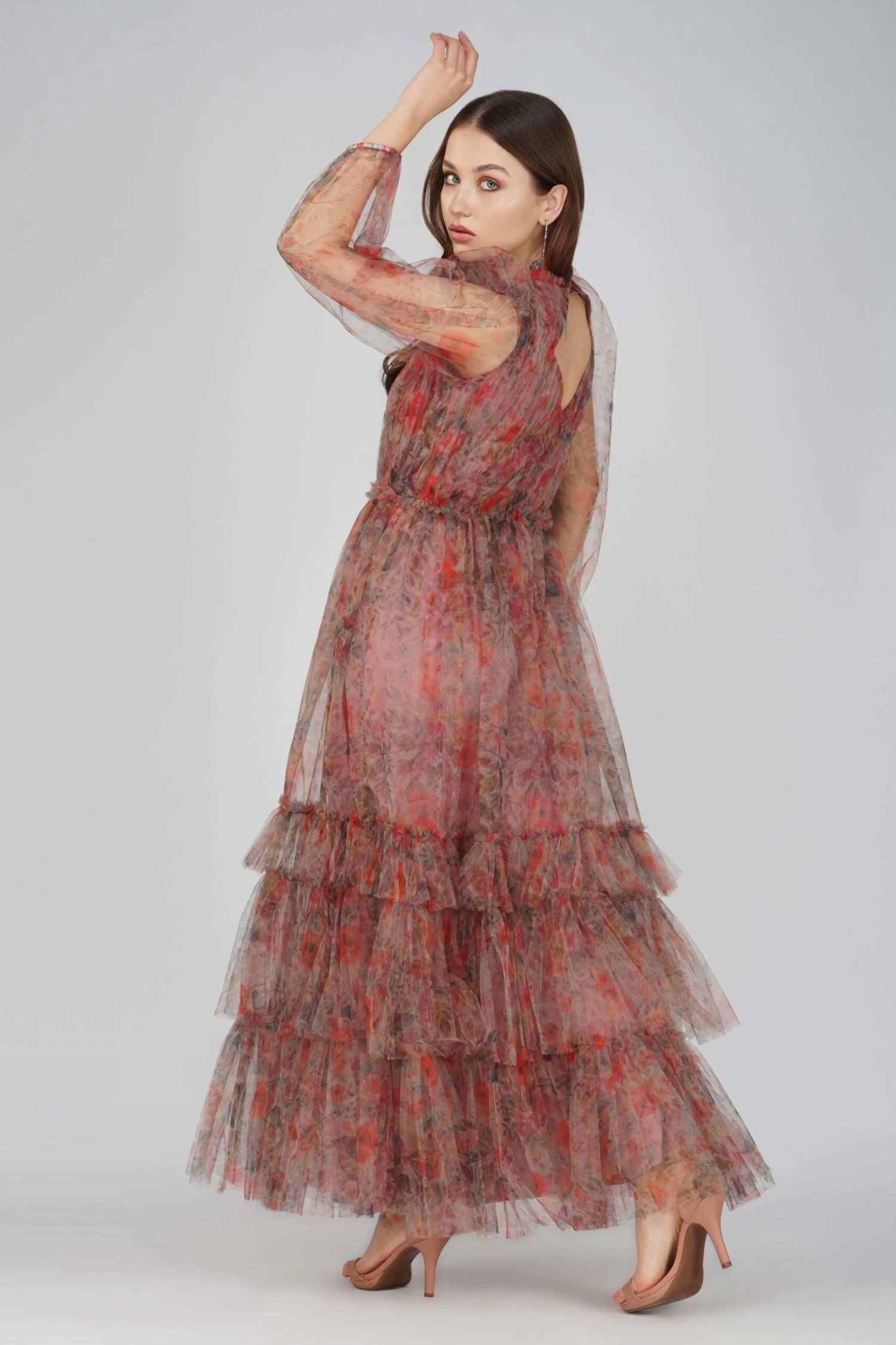 Carina Long Sleeve Floral Maxi Dress In Dusty Rose 3 Carina Long Sleeve Floral Maxi Dress In Dusty Rose - Image 3