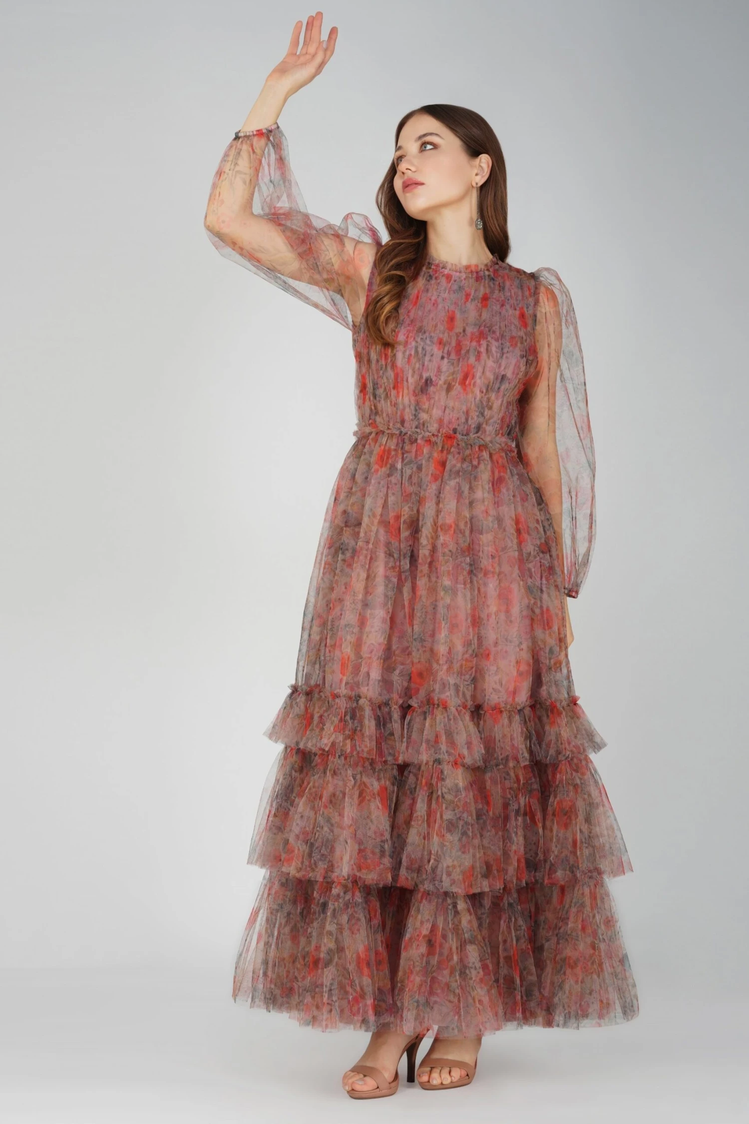 Carina Long Sleeve Floral Maxi Dress In Dusty Rose 5 Carina Long Sleeve Floral Maxi Dress In Dusty Rose - Image 5