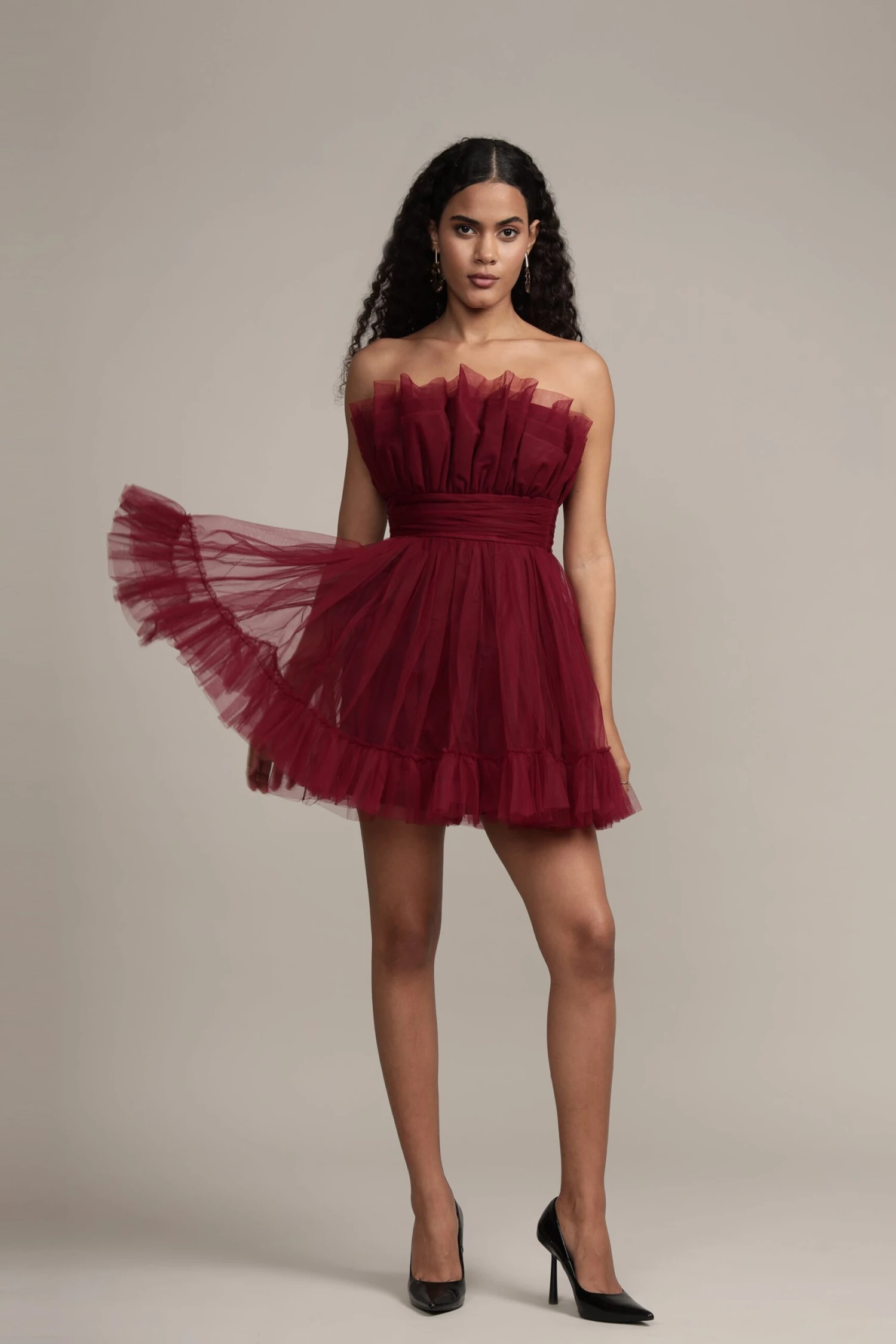 Caspian Tulle Mini Dress In Astro Red 6 Caspian Tulle Mini Dress In Astro Red - Image 6