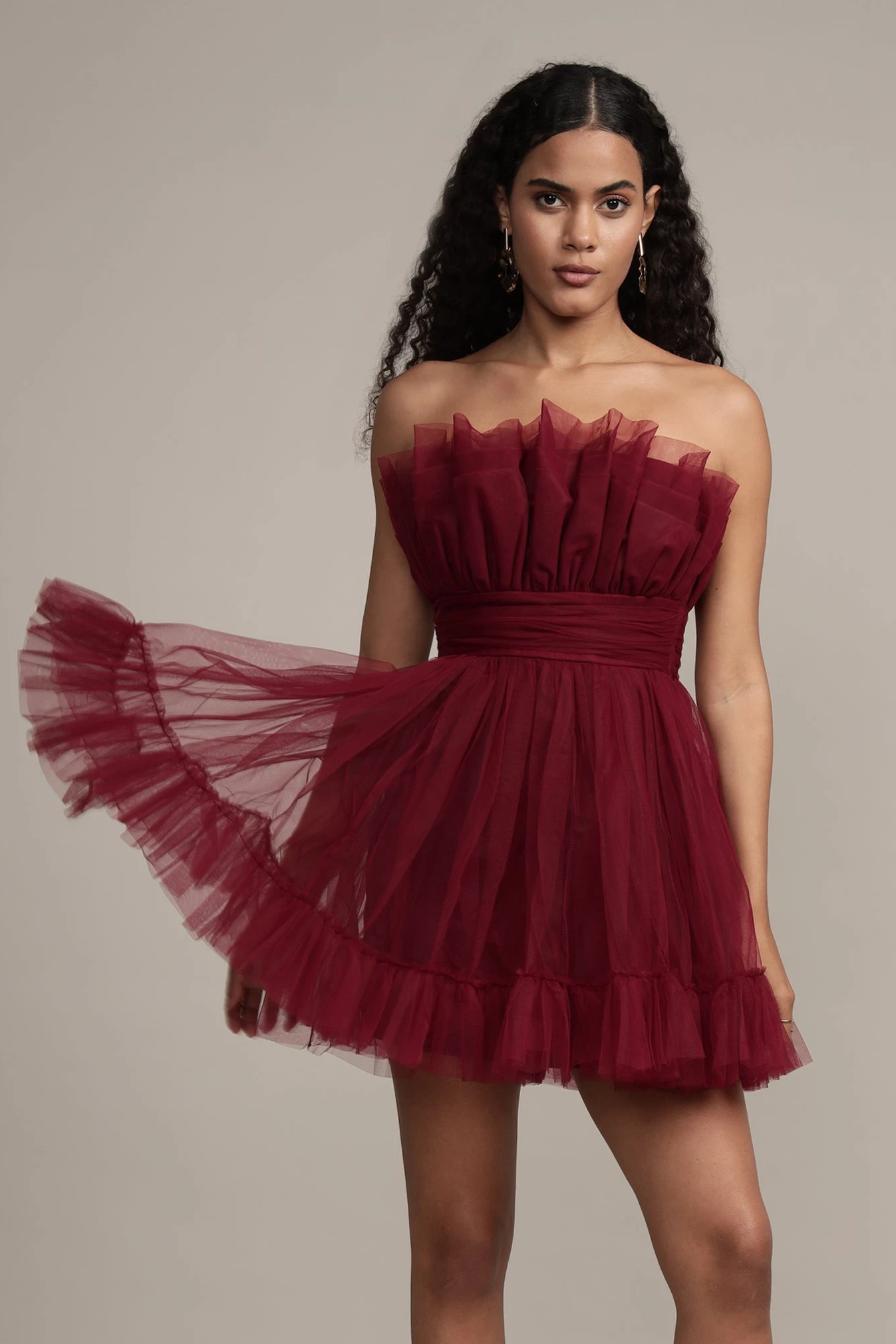 Caspian Tulle Mini Dress In Astro Red 1 Caspian Tulle Mini Dress In Astro Red