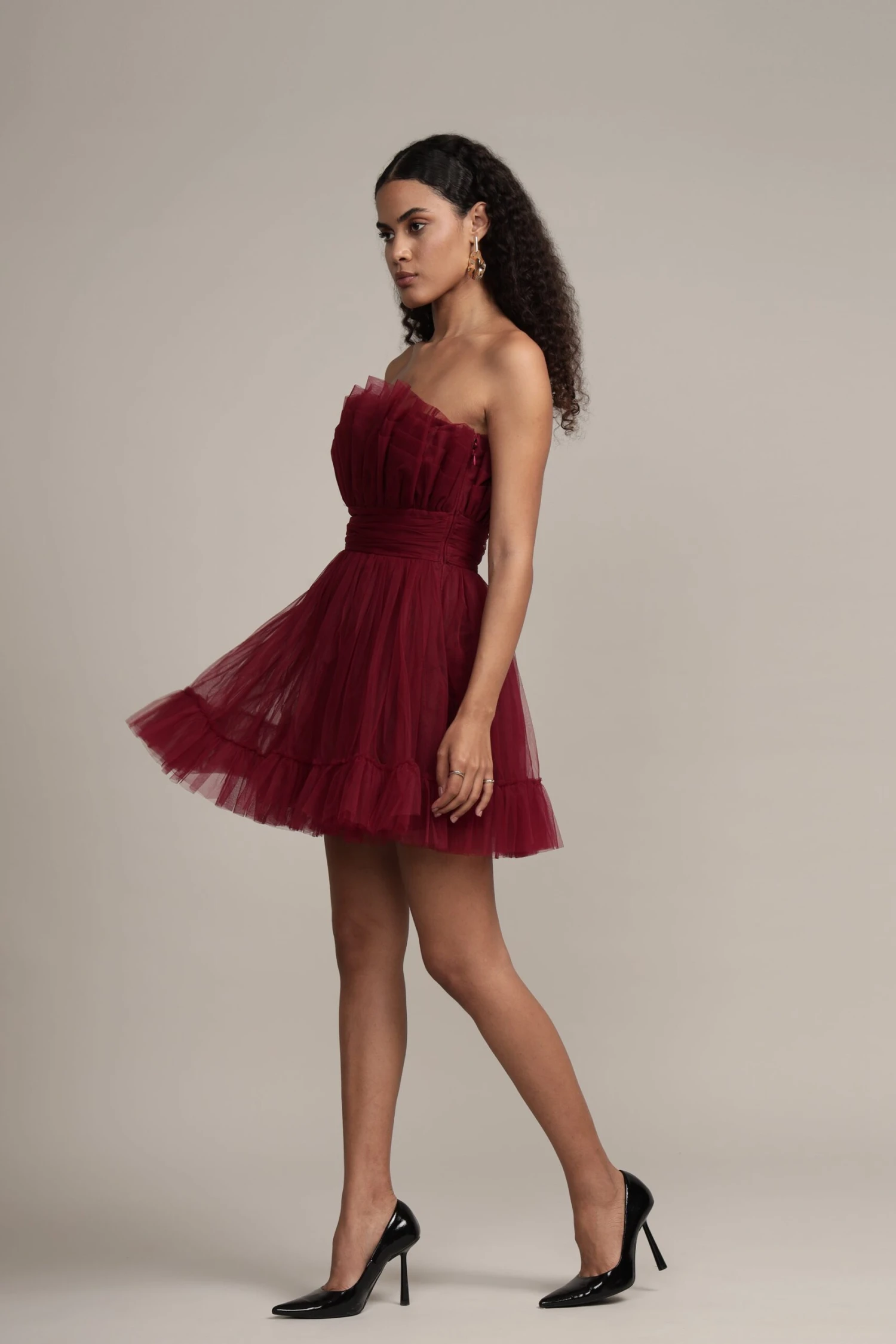 Caspian Tulle Mini Dress In Astro Red 4 Caspian Tulle Mini Dress In Astro Red - Image 4