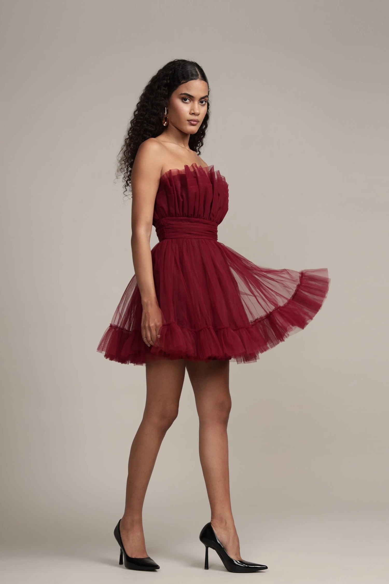 Caspian Tulle Mini Dress In Astro Red 3 Caspian Tulle Mini Dress In Astro Red - Image 3