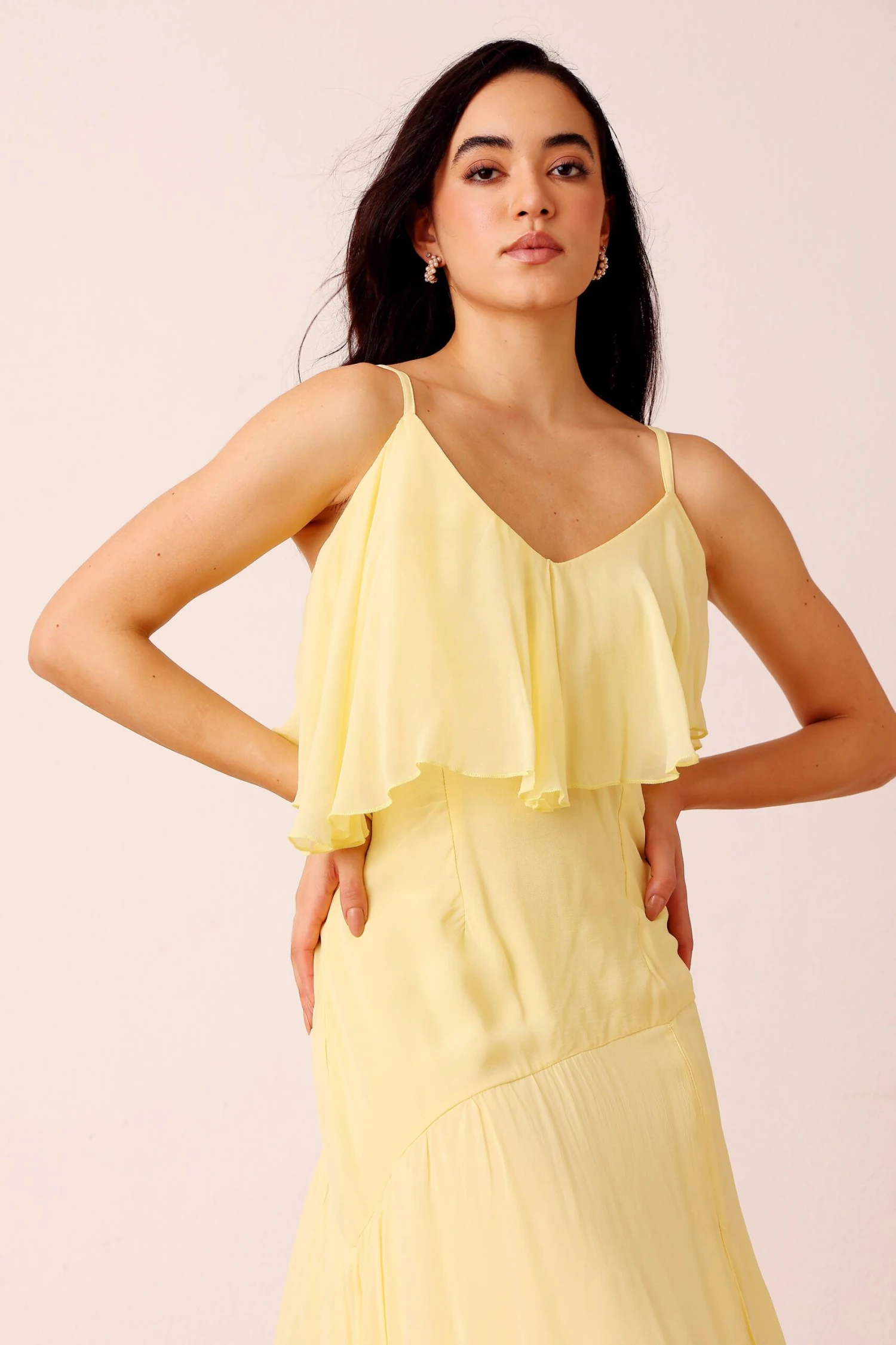 Cassa Midi Dress In Pale Yellow 2 Cassa Midi Dress In Pale Yellow - Image 2