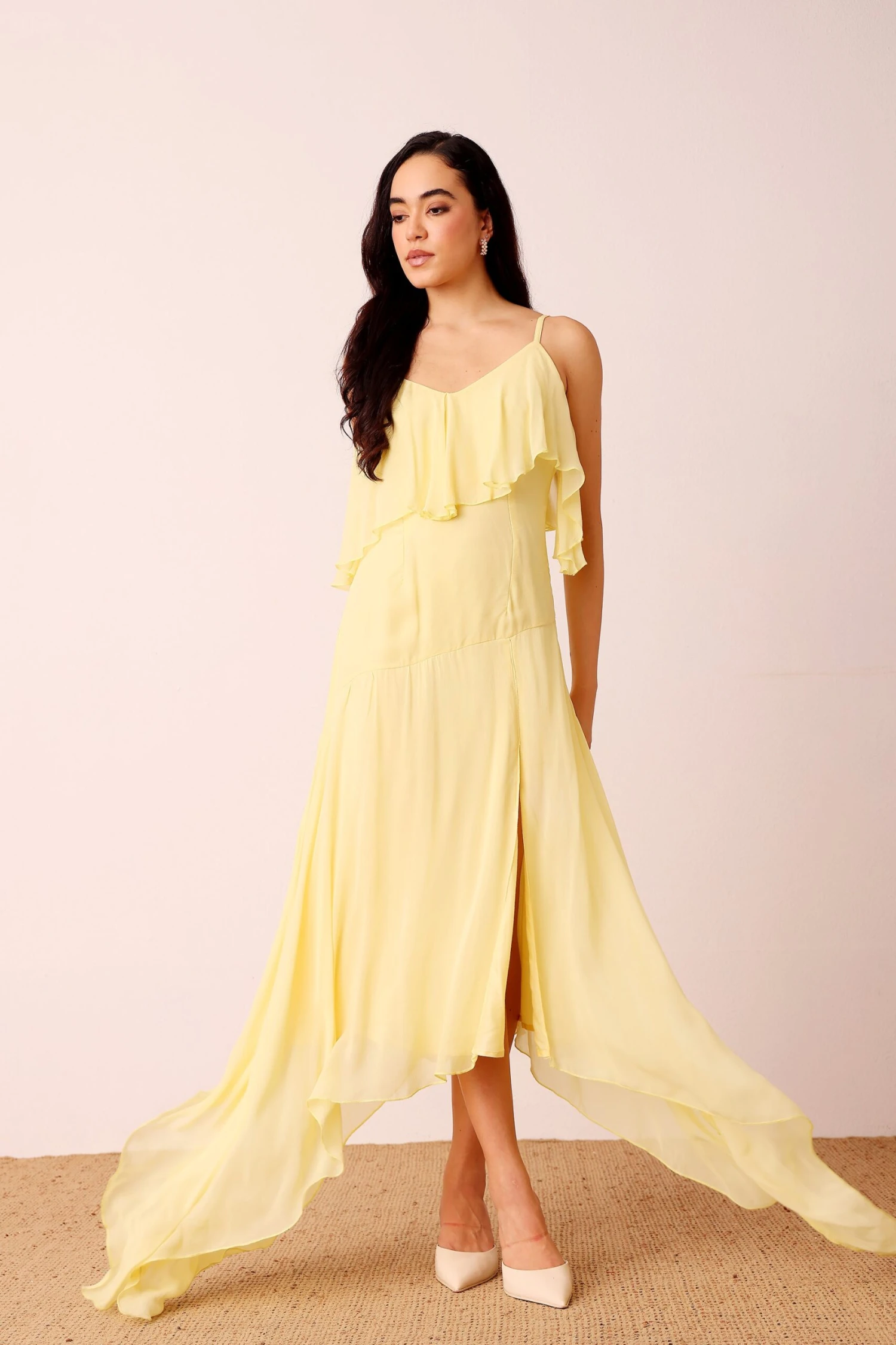 Cassa Midi Dress In Pale Yellow 4 Cassa Midi Dress In Pale Yellow - Image 4