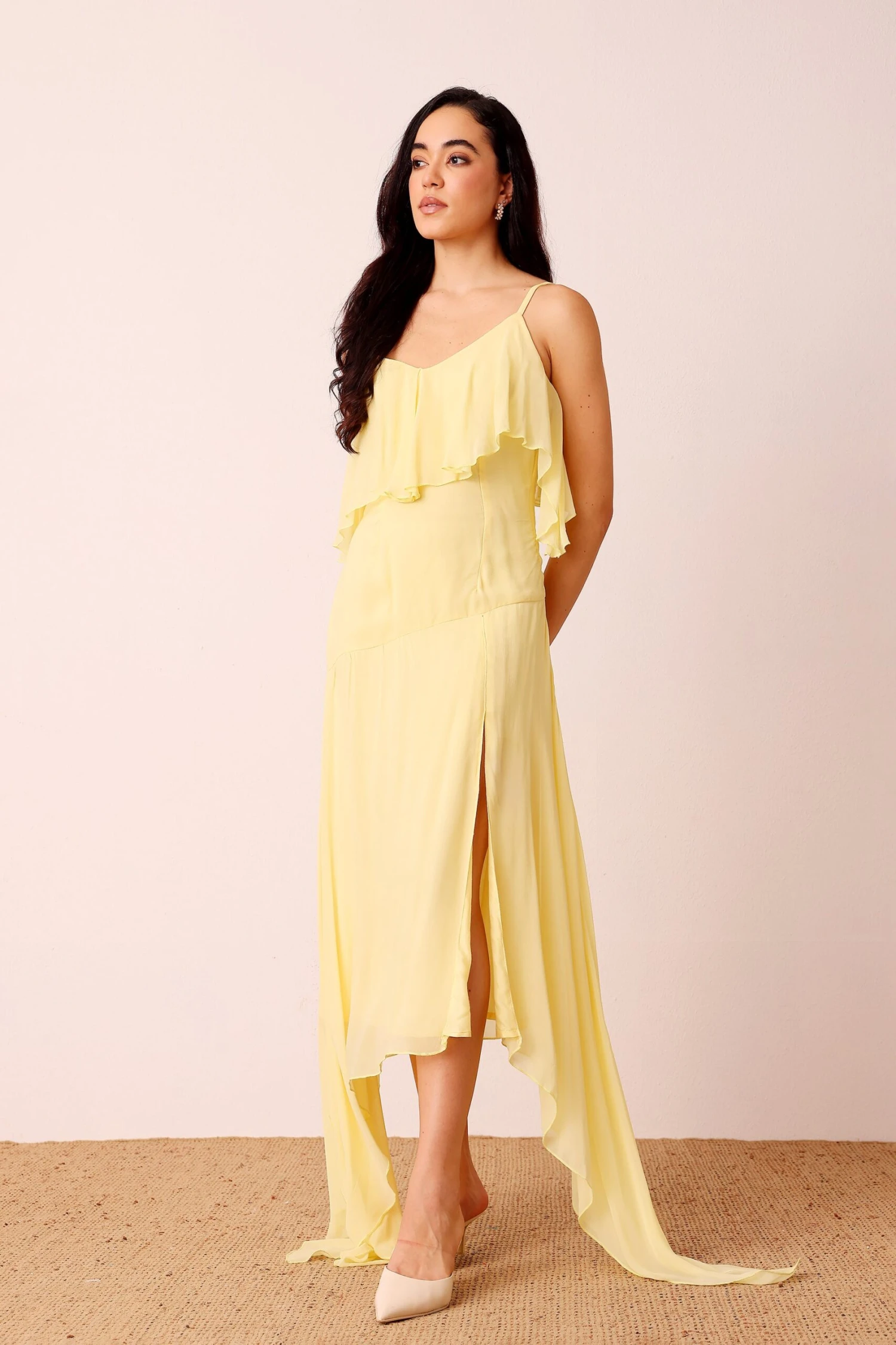 Cassa Midi Dress In Pale Yellow 1 Cassa Midi Dress In Pale Yellow