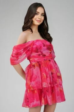 Sydney Chiffon Mini Dress In Sunset Pink -Laceand Beads ChiffonStyles 33