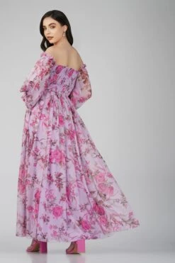 Lana Chiffon Printed Dress In Lavender -Laceand Beads ChiffonStyles 6