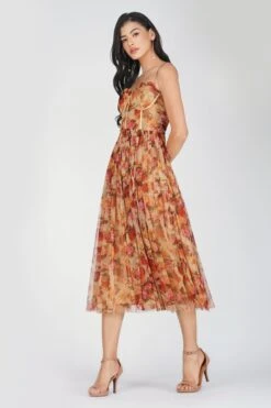 Dane Rose Floral Corset Midi Dress 9 Dane Rose Floral Corset Midi Dress -Laceand Beads DaneMidiBrownRoseFloral 5
