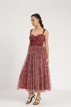 Dane Purple Floral Corset Midi Dress -Laceand Beads DaneMidiinPurpleFloralA 5