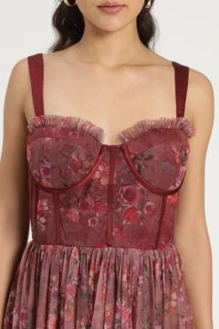 Dane Purple Floral Corset Midi Dress -Laceand Beads DaneMidiinPurpleFloralA 9