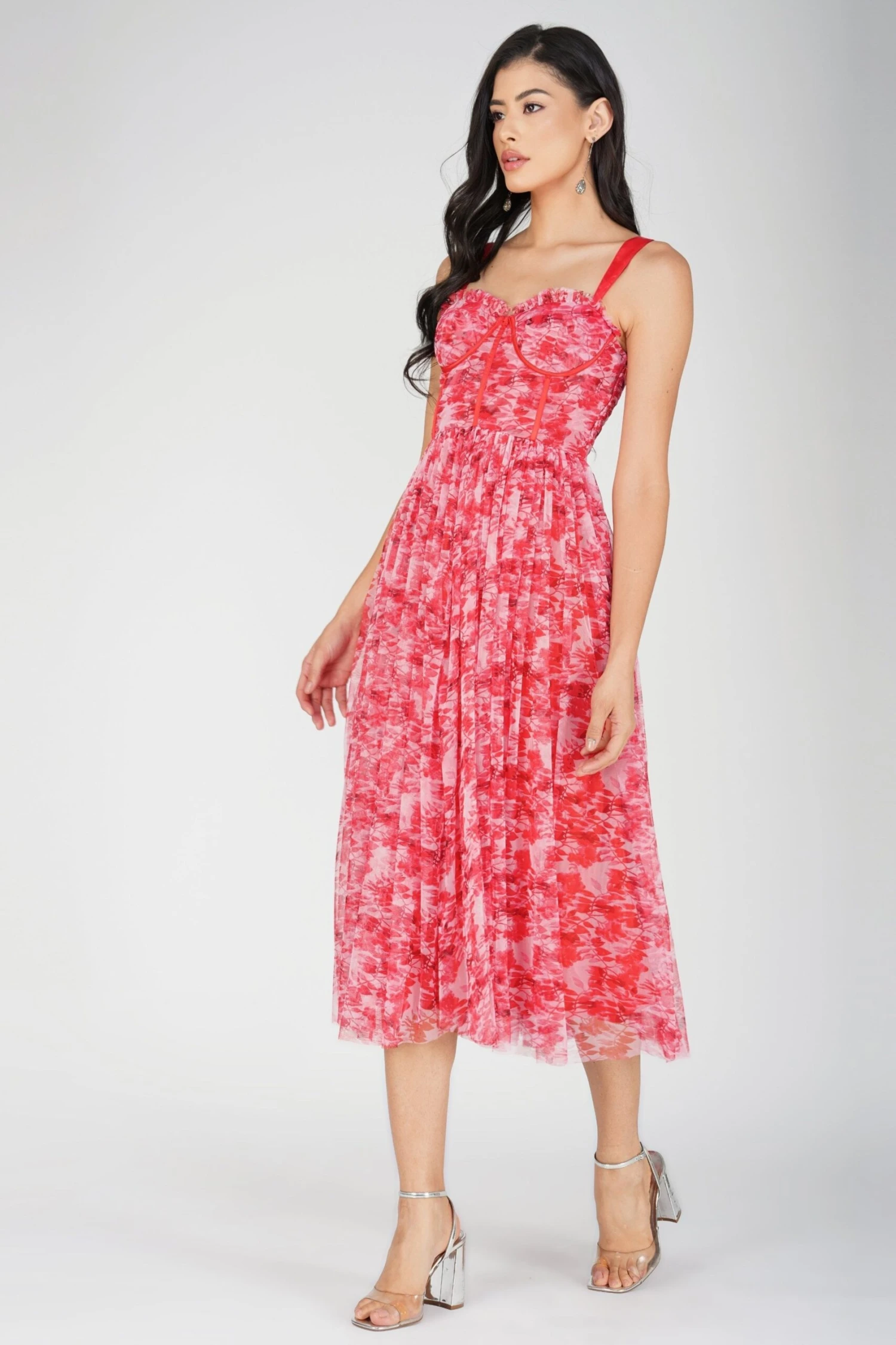Dane Red Printed Corset Midi Dress 3 Dane Red Printed Corset Midi Dress - Image 3