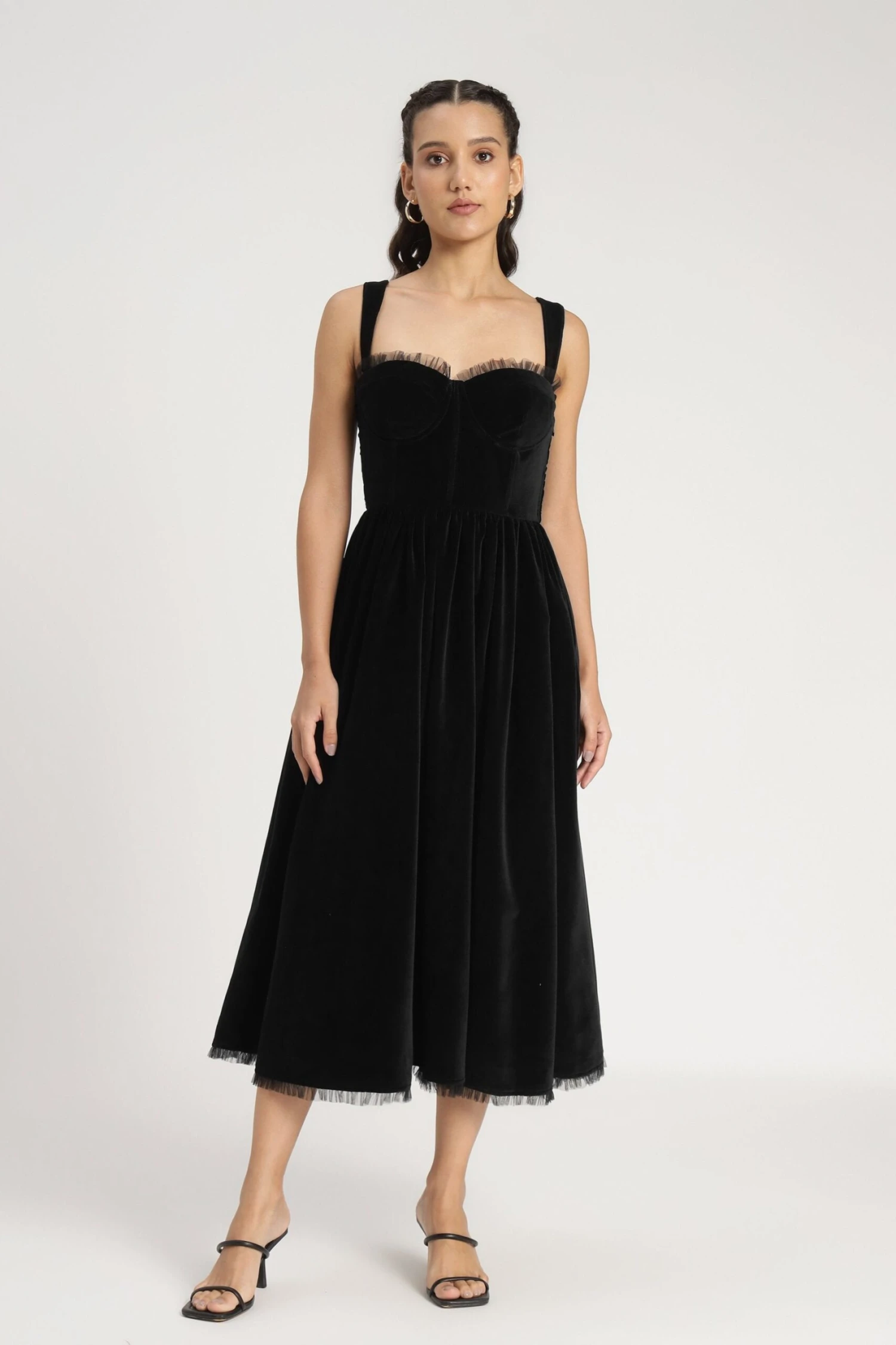 Dune Black Velvet Midi Dress 2 Dune Black Velvet Midi Dress - Image 2