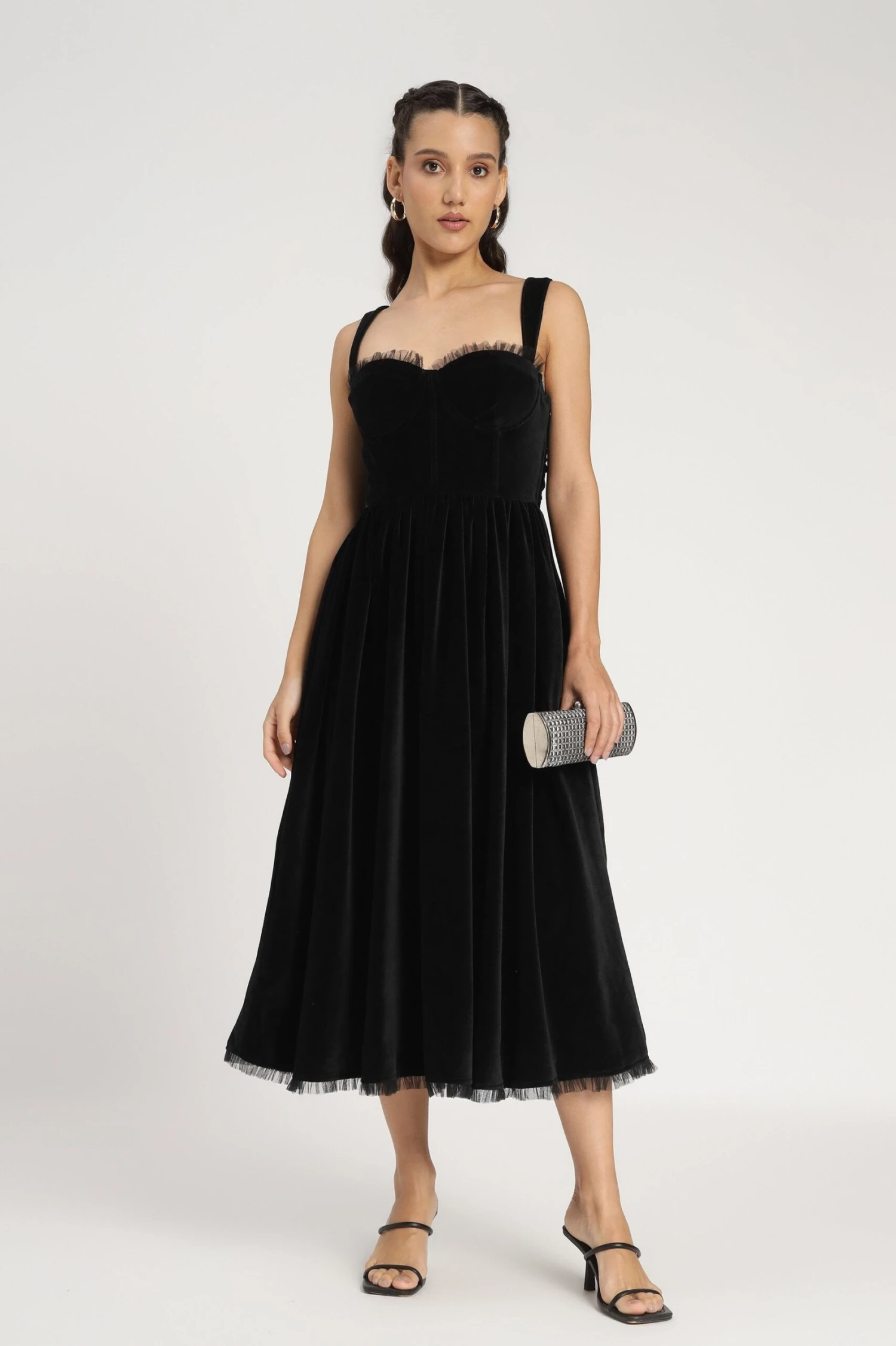 Dune Black Velvet Midi Dress 7 Dune Black Velvet Midi Dress - Image 7