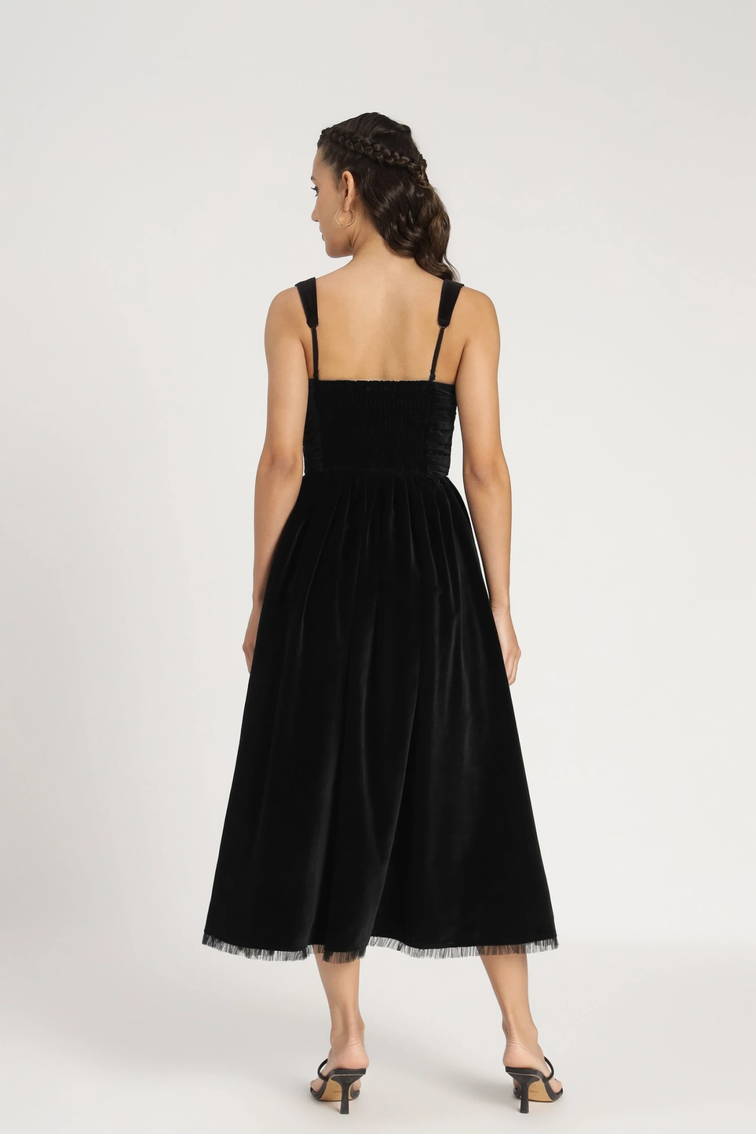 Dune Black Velvet Midi Dress 4 Dune Black Velvet Midi Dress - Image 4