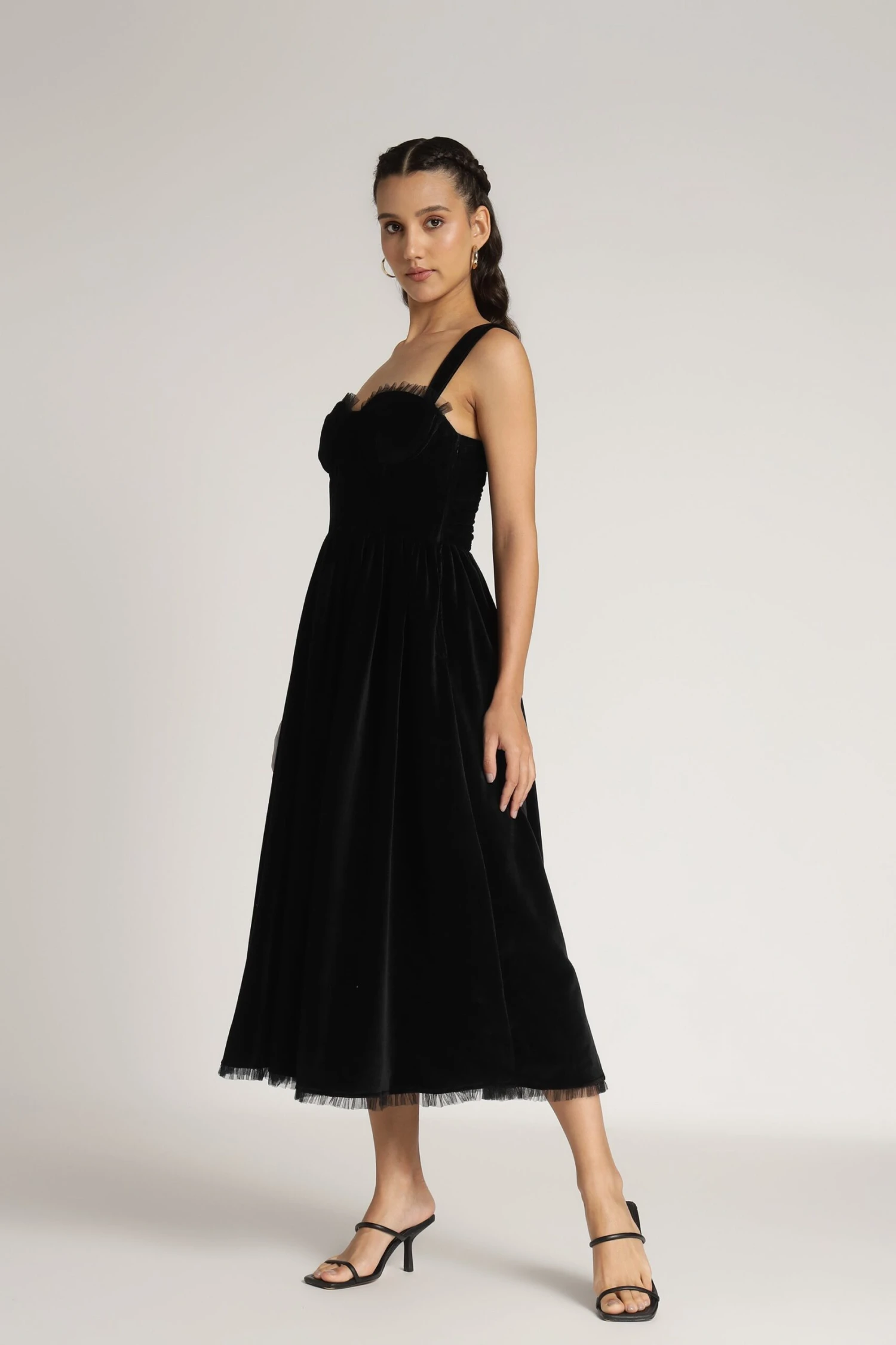 Dune Black Velvet Midi Dress 5 Dune Black Velvet Midi Dress - Image 5