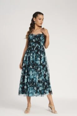 Dane Blue Floral Corset Midi Dress 13 Dane Blue Floral Corset Midi Dress -Laceand Beads Dane Midi in Blue Floral 2