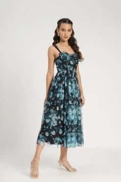 Dane Blue Floral Corset Midi Dress 12 Dane Blue Floral Corset Midi Dress -Laceand Beads Dane Midi in Blue Floral 6