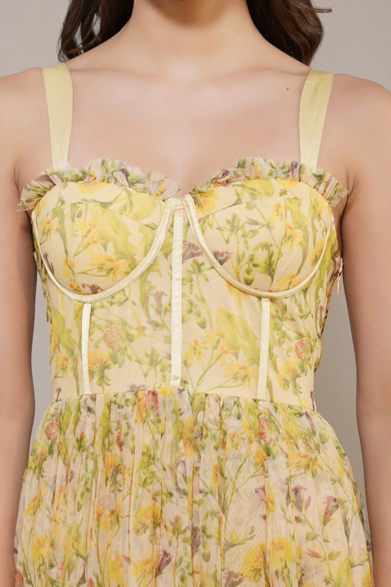 Dane Yellow Floral Corset Midi Dress 4 Dane Yellow Floral Corset Midi Dress - Image 4