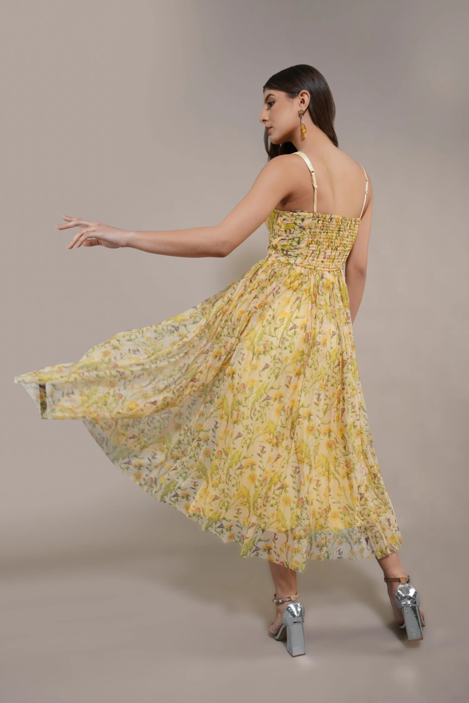 Dane Yellow Floral Corset Midi Dress 3 Dane Yellow Floral Corset Midi Dress - Image 3
