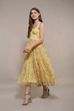 Dane Yellow Floral Corset Midi Dress 10 Dane Yellow Floral Corset Midi Dress -Laceand Beads Dane Midi in Yellow Floral 5