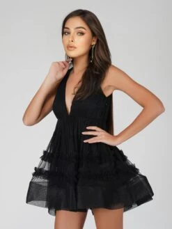 Ivy Black Tulle Mini Dress 10 Ivy Black Tulle Mini Dress -Laceand Beads DecImages 20 Copy