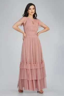 Diva Mink Tulle Bridesmaid Dress 10 Diva Mink Tulle Bridesmaid Dress -Laceand Beads DivaDressPInk 5
